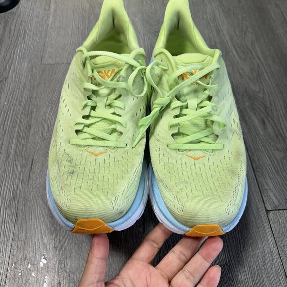 Hoka One One Clifton 8 Men Size 11 D Shoes Yellow Green Running Comfort Sneakers main image 8